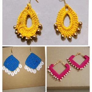 3 Pairs Of Chrochet Earring Combo