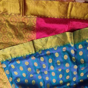 Maroon And Green With Blue Patli Pallu