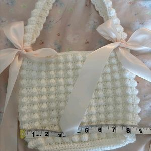 Crochet White Popcorn Bag