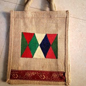 Hand-painted Jute Lunch/Shopping Bag