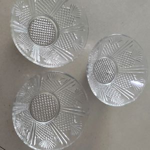 Glass Bowl With Beautiful Design(3 Bowls)