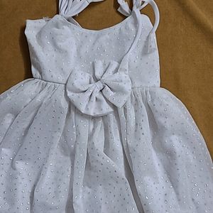 Off White Frock Knee Lenght For Baby Girl