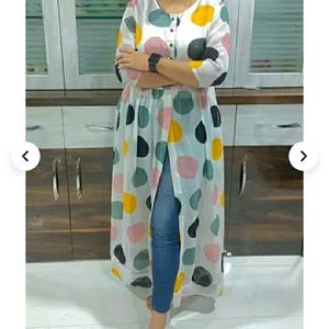 Casual Dot Printed Color Georgetee Long Dress