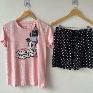Branded Pink And Black Dotted Pyjama Set