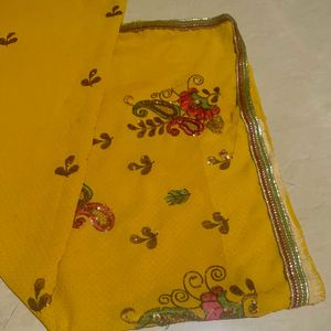 Crepe Yellow Saree