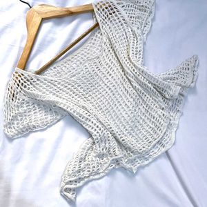 Pinterest Crochet White Up & Down Oversized Top