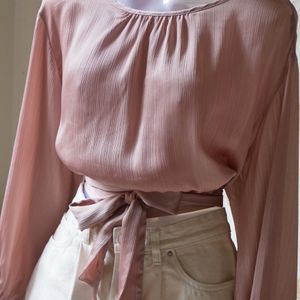 H&M Waist Tie Blouson Top