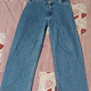 Blue Denim Wide Leg Jeans