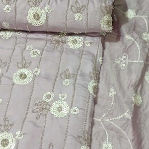 Lavender Chanderi Cotton Dress Material,Suit