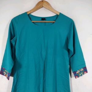 MD Sea Green Kurta With Printed Overcoat (Women)