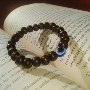 Evil Eye Bracelet With Wood Beads