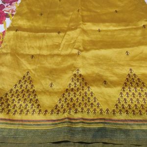 Gold Colour Beautiful Artsilk Saree