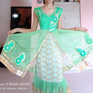 Detailing Green Net Dress