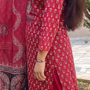 Pure Cotton Kurti & Pant With Dupatta (3pcs)