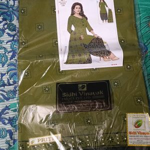 Dress Material Olive Green Colour It' New With Tag