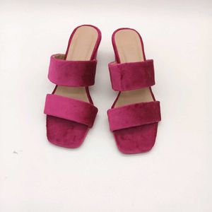 Magenta Velvet Block Heels 2 Inches.