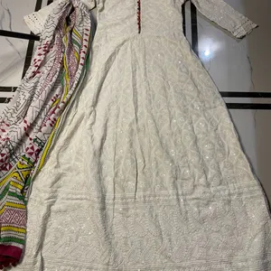 Anarkali With Beautiful Dupata For Diwali