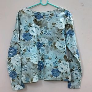 Montraje Blue Floral Print Top