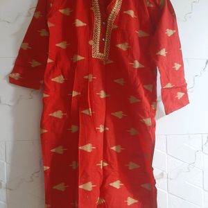 NEW RED HOT COLOR ❤ COTTON KURTA CREAM 🍦 DESIGN