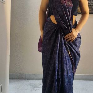 Featherlite Silk Saree Vintage Navy Blue