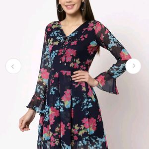 Pretty Pink And Blue Floral Dress