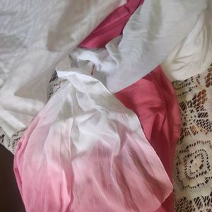 Pink White Dress Material