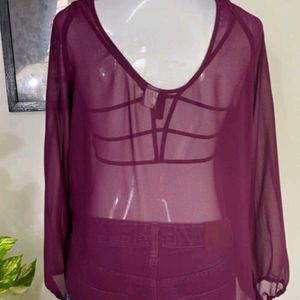 Maroon Transparent Top