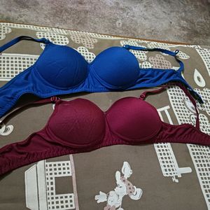 2 Piec Of Padded Bra One Blue And Maroon