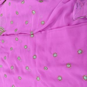 Pink Saree With Blouse