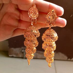 3 Layerd Golden Jhumka