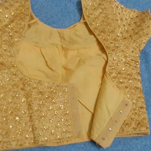 New Golden Net Blouse With Heavy Work