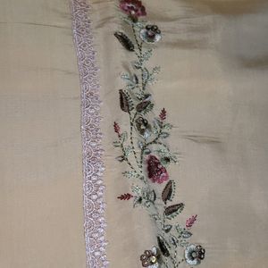 Hand Work Embroidery With Foil Wrk Dupatta