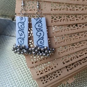 White Fabric earrings