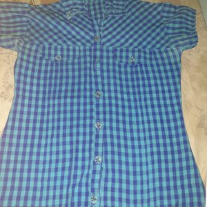 Blue Check Formal Shirt For Women..