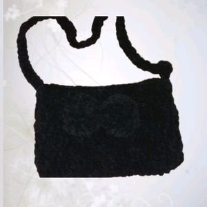 Crochet Black Bow Bag