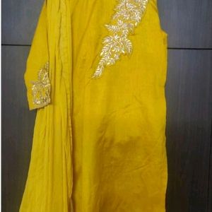 Designer Applique Work Mustard Pakistani Suit Set