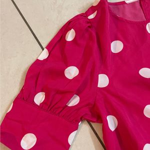 dressberry women pretty pink polka dotted top