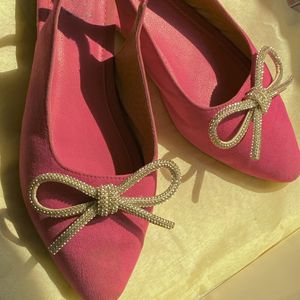 Magenta Pink Bow Flats Zara Inspired