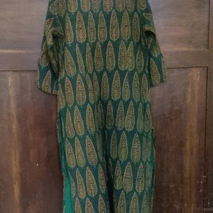 Handblocked Ajrakh Kantha Kurta