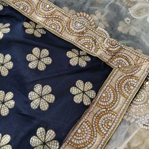 Grey And Cream Embroidery Printed Saree (Women's)