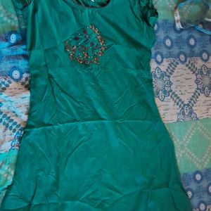 Green Colour Stone Work Kurta