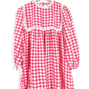 Red And White Checks Dress (Women's)