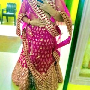 Beautiful Rani pink heavy bridal lehenga