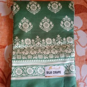 Green Silk Crepe Saree