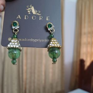 2 Green Beaded Earrings