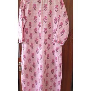 Pink Printed Kurta With Trousers