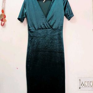 Zara Green Velvet Dress