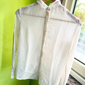 Zara white embellished collar shirt