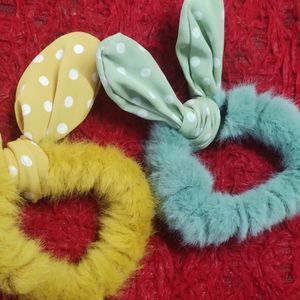 Bunny Rubber Band With Pearl Hairband Totally New