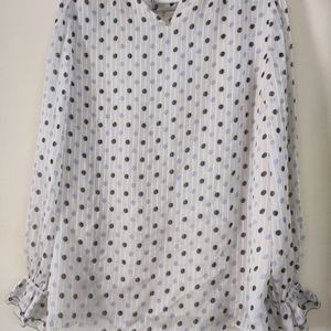 Polka Dot Print Puff Sleeves Top